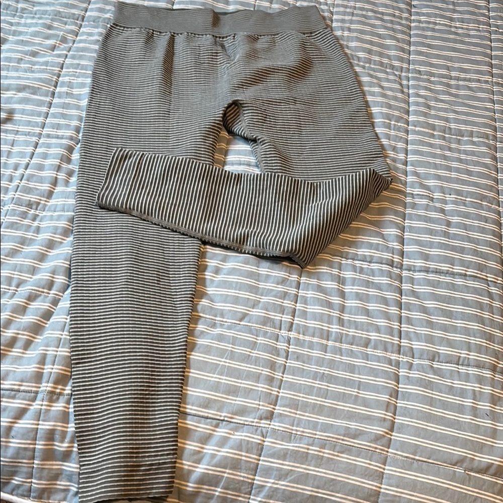 Lucky Brand Striped Gray Leggings L